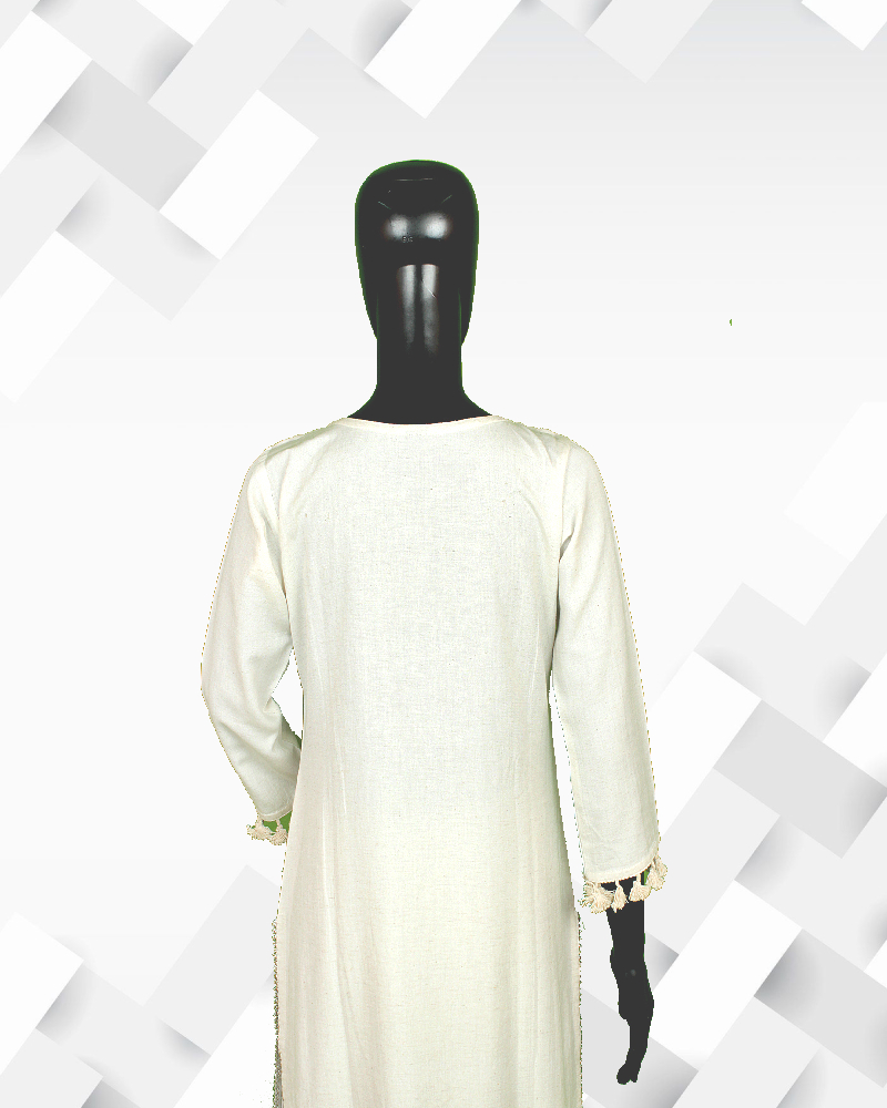 Handloom silakaari Women's cotton/khaadi stright cut casual wear gotta patti kurta