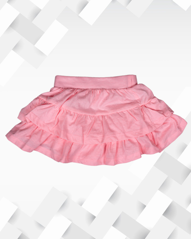 Silakaari Kids Baby Pink Double Layered Cotton Lycra Skirt