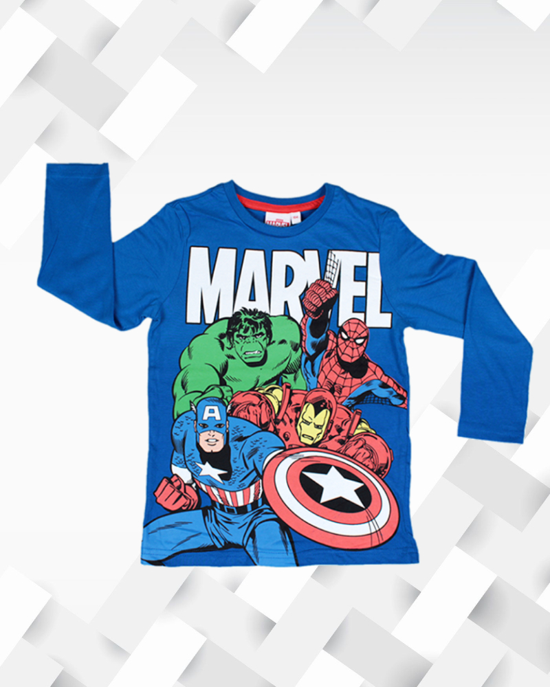 Silakaari Kids Blue Marvel Casual Full Sleeve T-Shirt for Boys