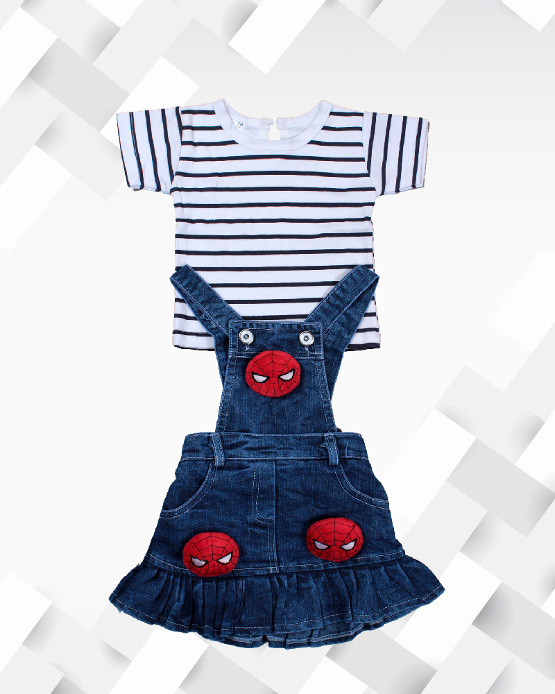 Silakaari Kids Spiderman Dungaree Dress Set with T-shirt for Baby Boys & Baby Girls
