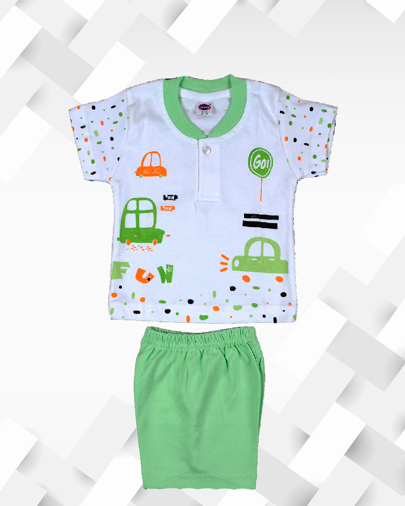 Silakaari Kids Car Printed T-Shirt &  Short For Baby Girl and boy
