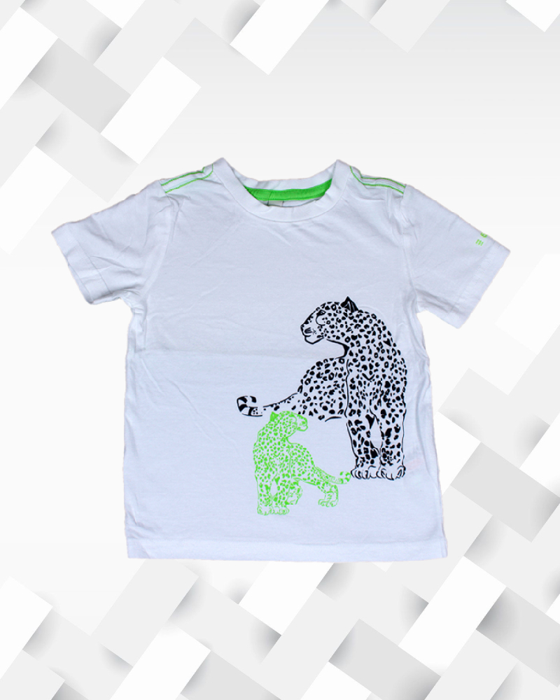 Silakaari Kids Cheetah Print White Casual T-Shirt for Girls