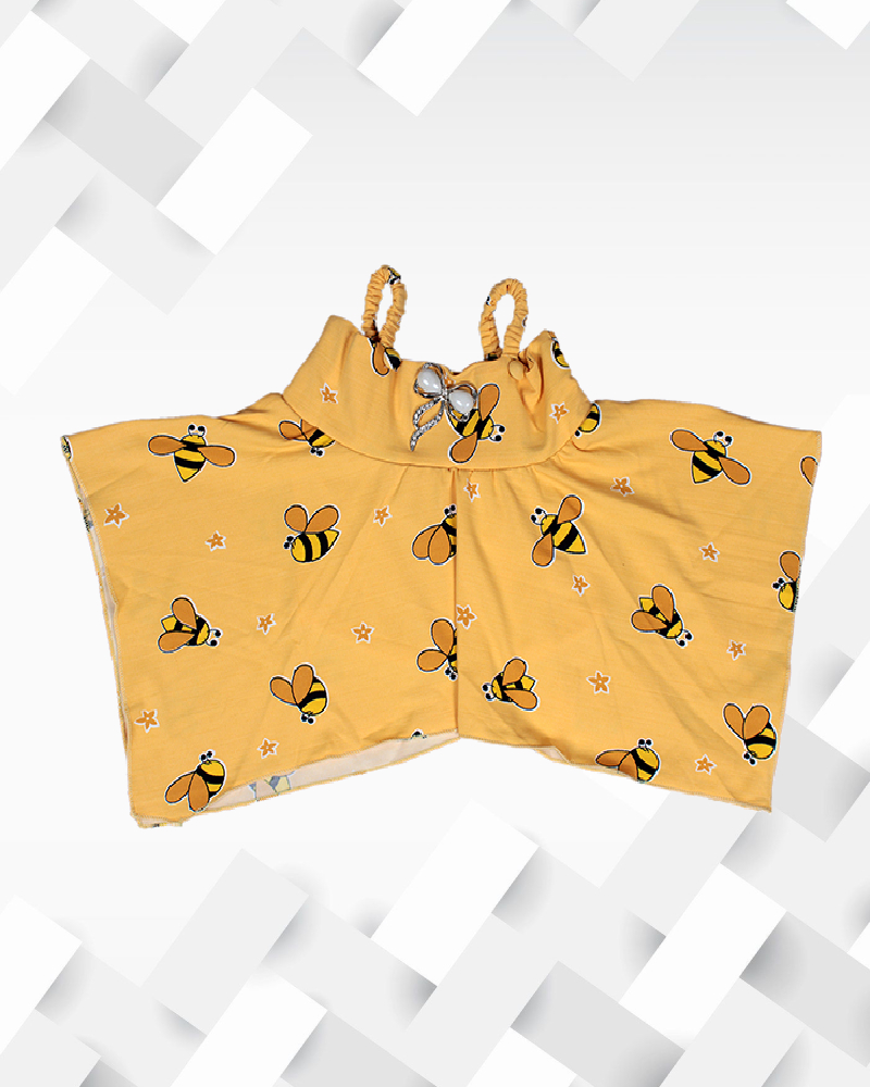 Silakaari Kids Honey Bee Printed Sleeveless Fancy Butterfly Top