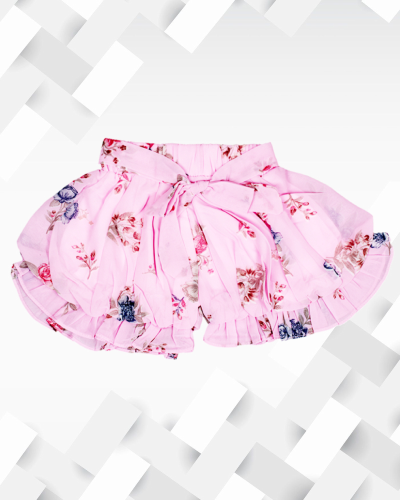 Silakaari Kids Pink Fancy Floral Balloon skirt