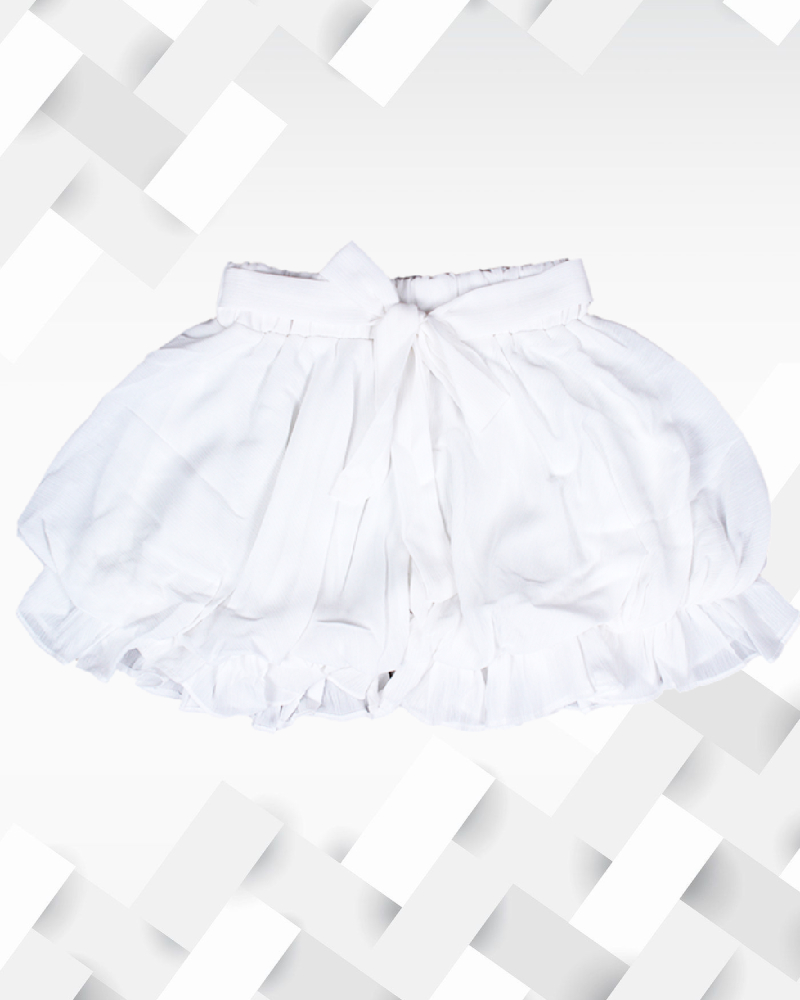 Silakaari Kids White Fancy Solid Balloon skirt