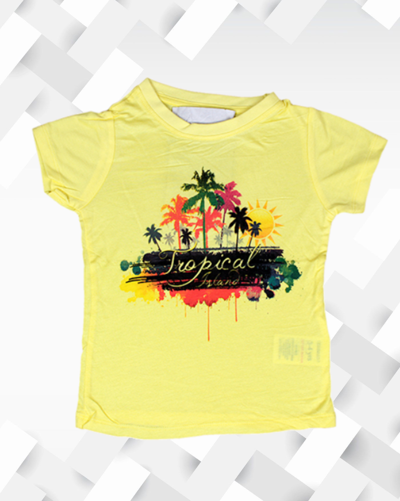 Silakaari kids Yellow Nature Print Casual T-Shirt For Girls & Boys