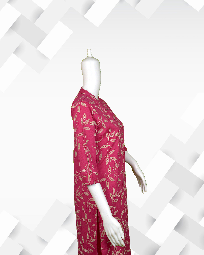 Silakaari Women's deep pink cotton kurti pant set