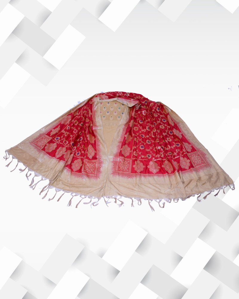 Silakaari Women's Plus Size Banarasi Buta Silk Unstiched Salwar Suit Dress Material With Dupatta