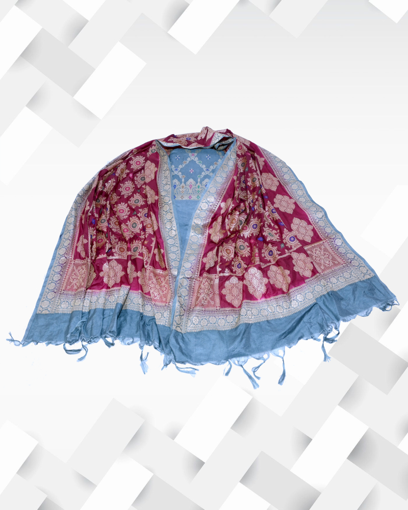 Silakaari Women's Plus Size Banarasi Zari Silk Unstiched Salwar Suit Dress Material With Dupatta