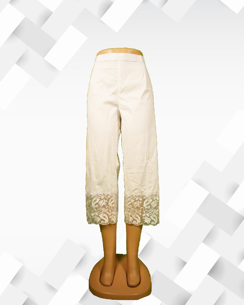 Silakaari Women's Pure Cotton Broad Lace Pant