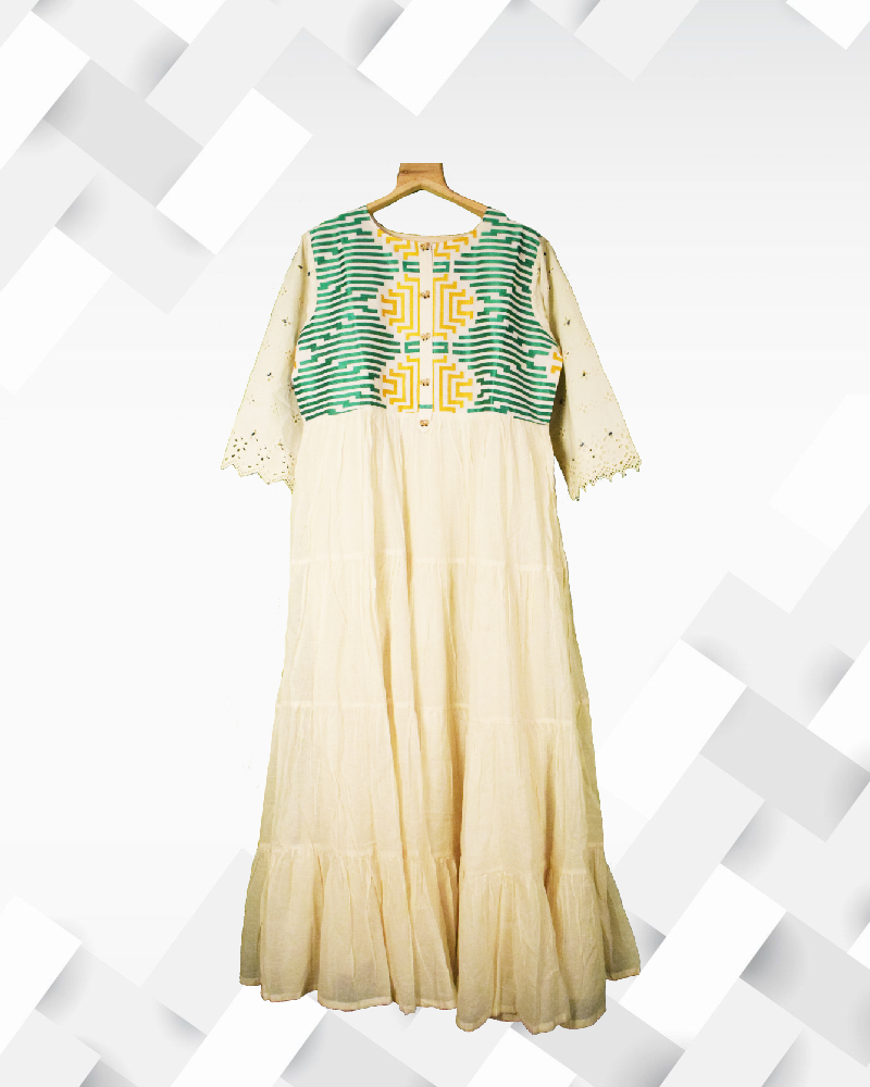 Silakaari Women's Pure Mul Layered Stylish Gown