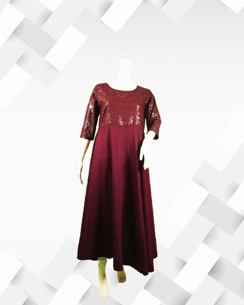 Silakaari Women's Pure Violet sequins Work Aline Gown