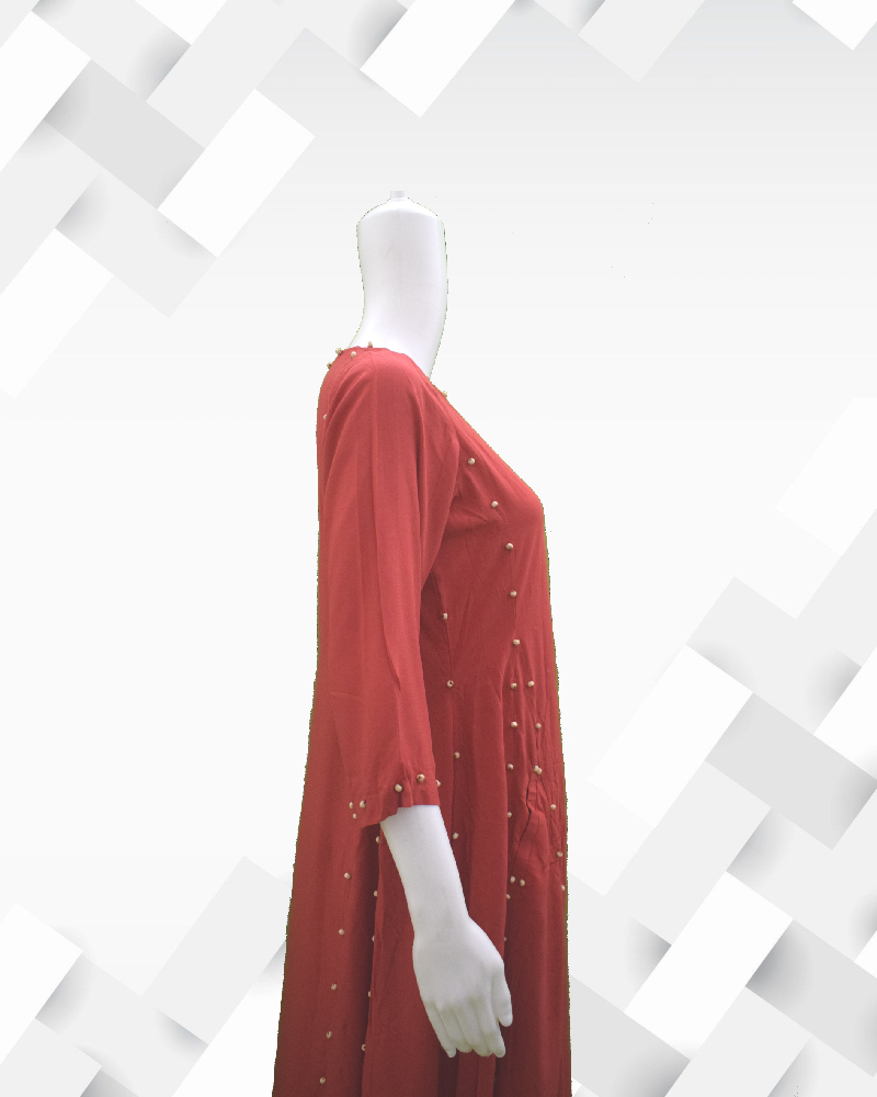 Silakaari Women's Red & Brown Aline Stylish Kurti Pant Set