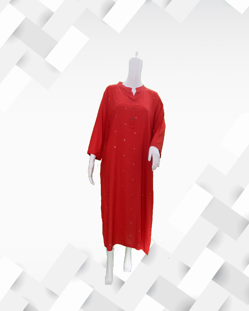Silakaari Women's Red Solid Kurti With Button Detail