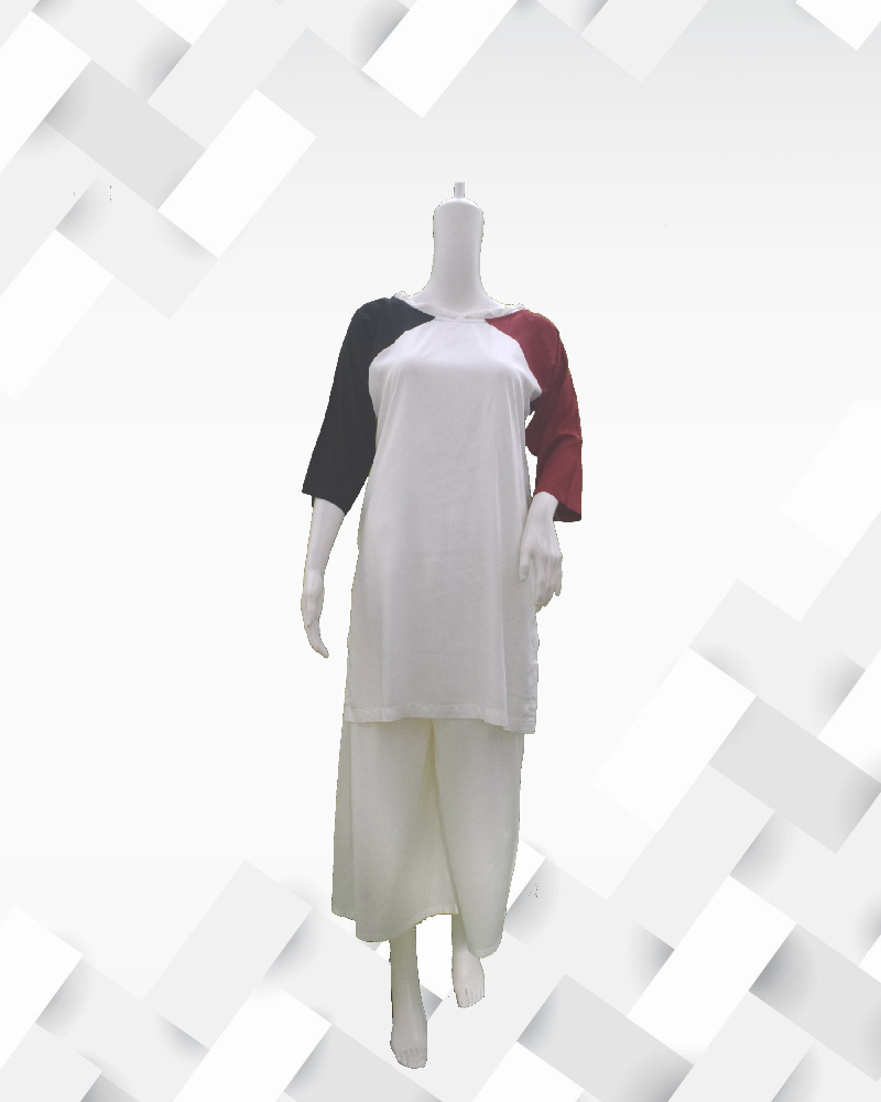 Silakaari Women's Red & White Stylish Kurti Pant Set