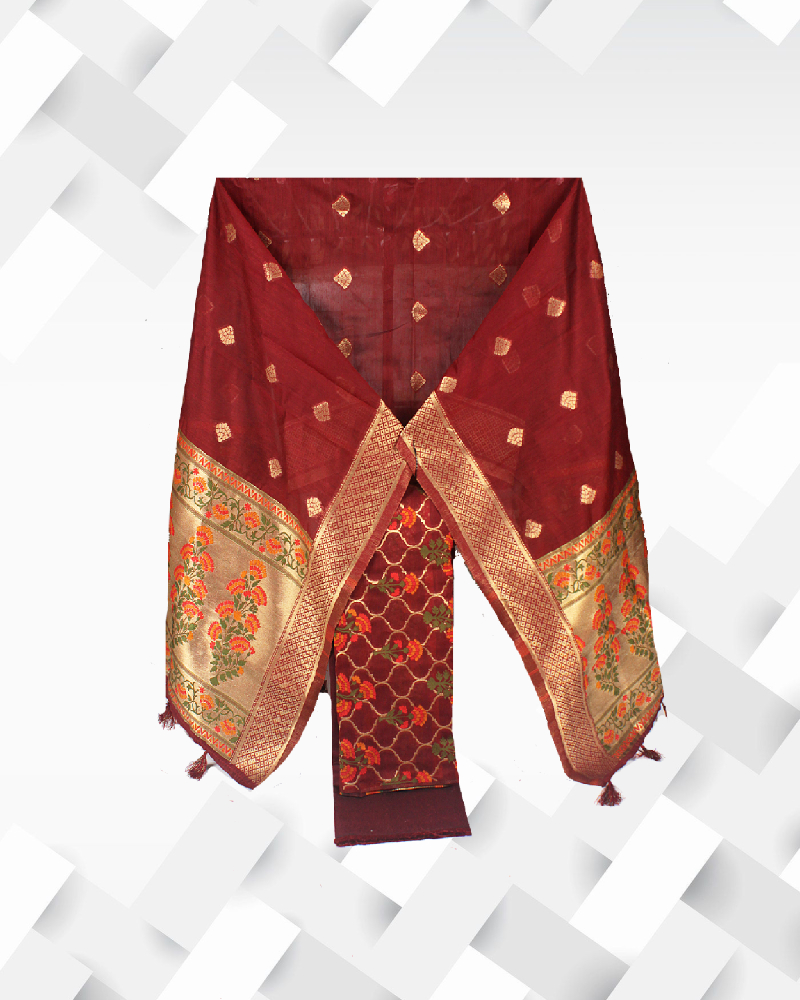 Silakaari Women's Silk Handloom Banarasi Suit