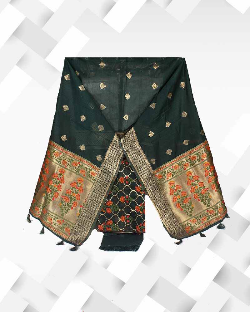 Silakaari Women's Silk Handloom Banarasi Suit