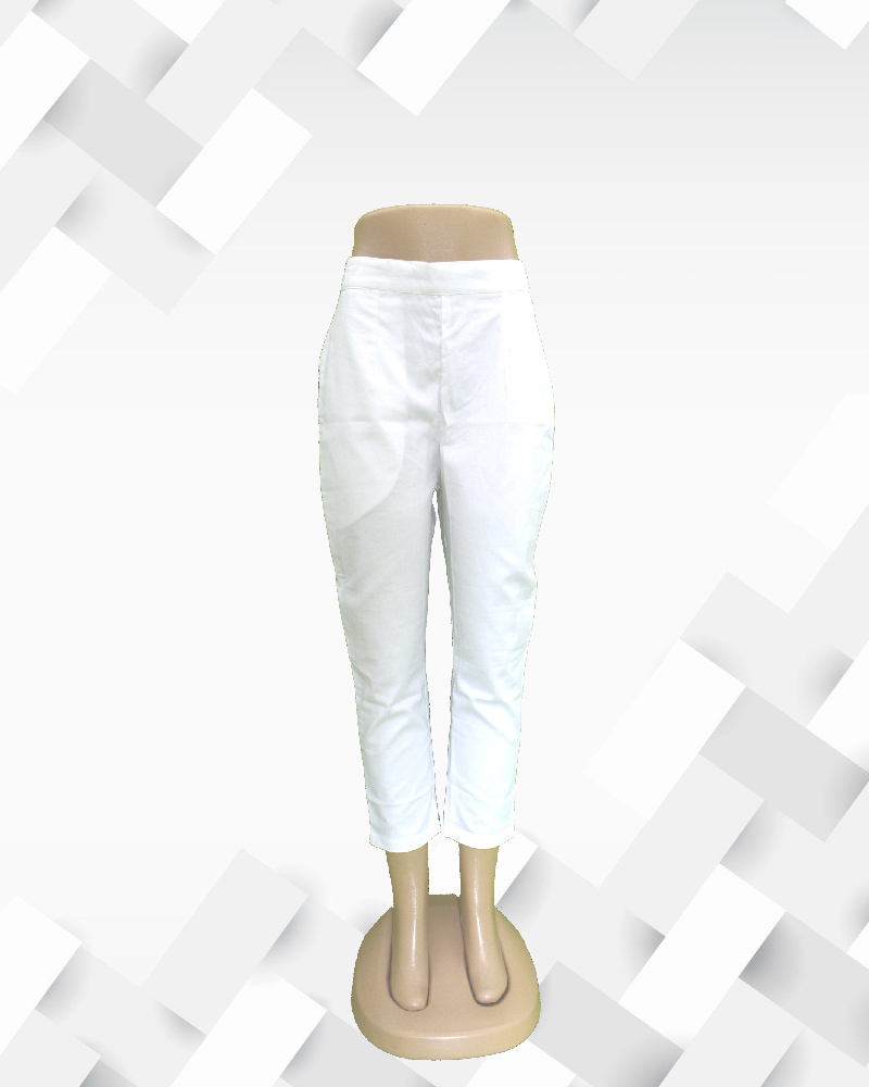 Silakaari womens White solid leggings  pants