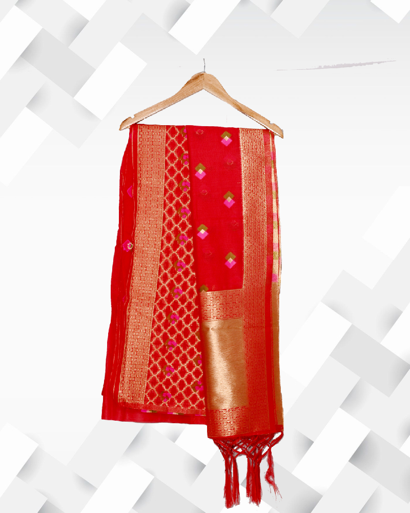 Silakaari Women's Zari Jaal Work Unstitched Dress Material