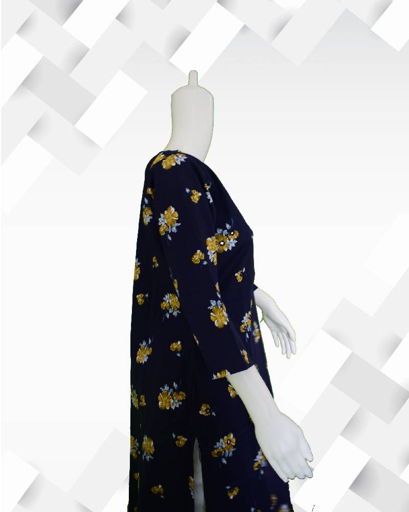Women's silakaari blue & white floral kurti pant set