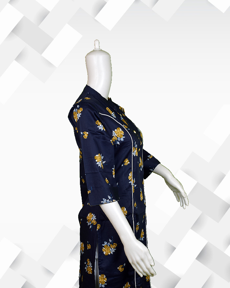 Women's silakaari blue & white floral kurti pant set