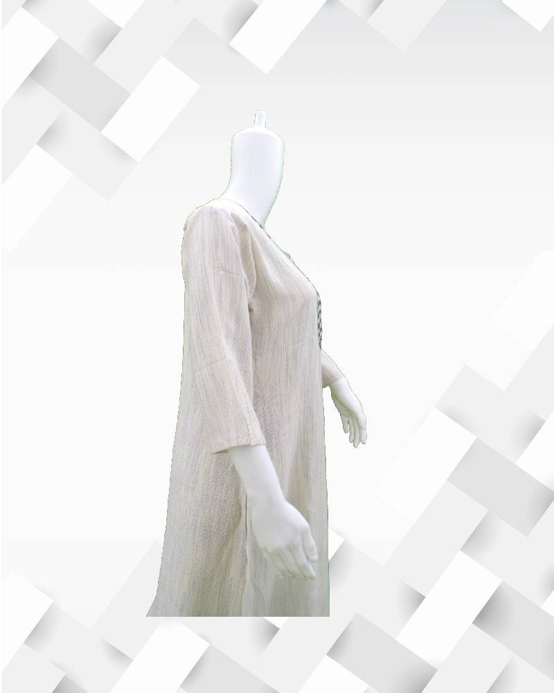 Women's silakaari cream grey embroidered rayon kurta