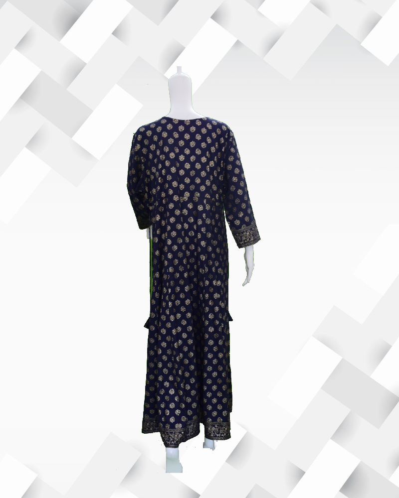 Women's silakaari Deep Grey   rayon foil print gown