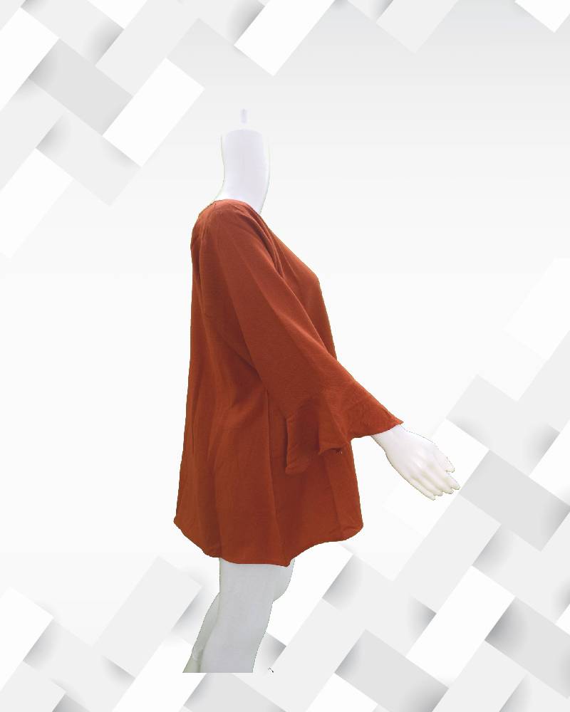 Women's silakaari Orange Rayon Aline Embroiederd Tunic
