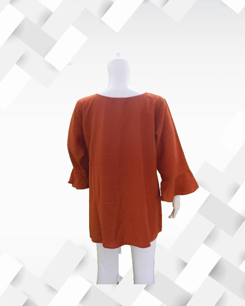 Women's silakaari Orange Rayon Aline Embroiederd Tunic